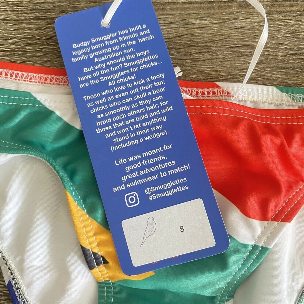 NEW Budgy Smugglers Bikini Bottom Smugglettes South Africa Flag Swim Size 8 - Picture 8 of 9